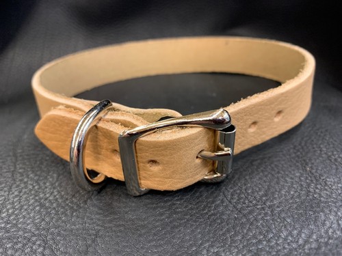 Dog collar natural veg tan - natural,
