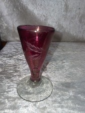 cranberry glass vase Etched