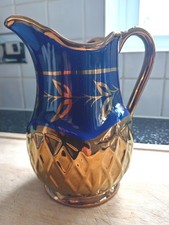 Perfect Wade hand painted 16.5 centimetre tall copper lustre & cobalt blue jug.