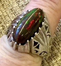 ❤️🔥 Vintage Persian Fire Opal Ring – Handmade Sterling Silver Artistry 🔥❤️