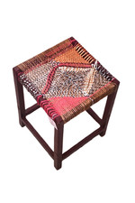 Handmade Sheesham Wood Stool | JUTE & Resham Weaving | Antique Craft