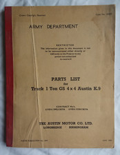 1958 BRITISH ARMY Parts List