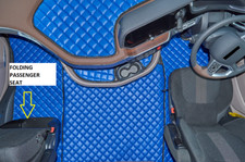 TRUCK ECO LEATHER FLOOR MATS -BLUE FIT  Daf  XG , XG+  [ FOLDING PASSENGER SEAT]