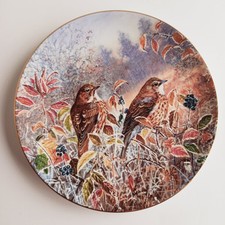 Coalport Frosty Mornings Song Thrushes  David Heather Decorative Plate Hanging