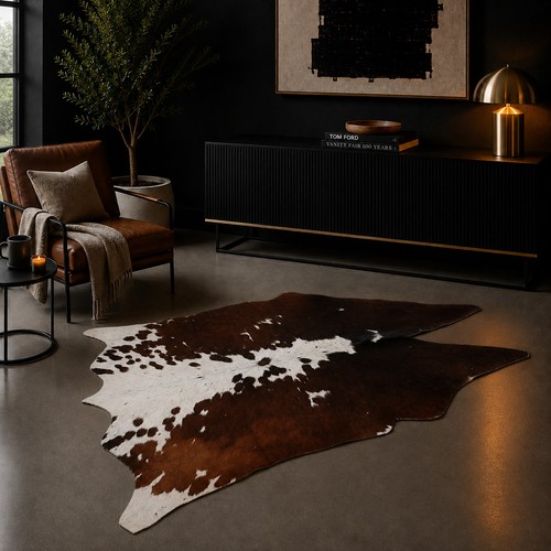 Genuine brown white cowhide - genuine,