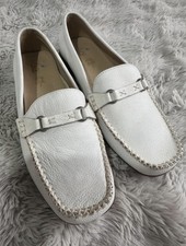 Ladies White Leather Loafers