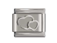 Double Heart Italian Charm Link 9mm Silver Fits All Italian Charms Bracelet