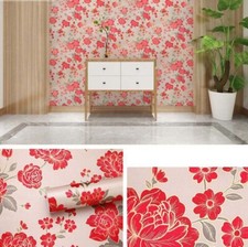 Red flower Peel and Stick Wallpaper Self-Adhesive Removable Wall Covering F32
