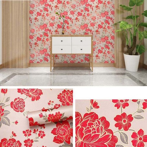 Red flower peel - peel, stick