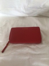 LULU GUINNESS Bright Red PEBBLE LEATHER Large PURSE
