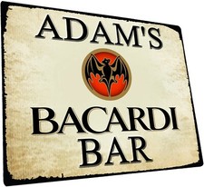 PERSONALISED METAL BACARDI WALL SIGN GIFT PRESENT GARDEN WATERPROOF BAR PUB