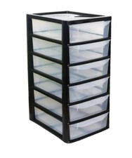 A4 PLASTIC TABLETOP DRAWER | SMALL CLEAR BLACK | DESKTOP ORGANISER HOME SCHOOL