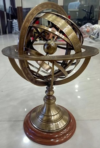 Engraved brass armillary - engraved,