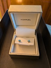 H.Samuel Blue Topaz 9ct Gold Stud Earrings