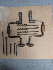 X2 Vintage Stanley Carpenters Ratchet Brace & Auger Bits