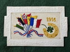WW1 Silk Postcard, With Flags