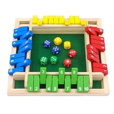 Wooden Dice Board Game Shut The Box for 4 Players Flaps & Dices Game Parent-chi