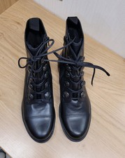 Worn Twice Black Gabor Lace Up Military Biker Boots Size 3.5 EU 36 Current Stock