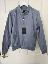 Zara Men's Bomber Jacket Size Small Faux Leather Trim Grey Pockets New Tiny Mark