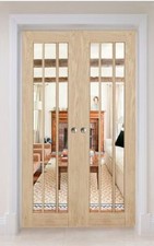 Oak Langdale rebated pair internal french doors clear glass oak unfinished pair