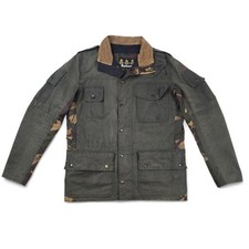 Men's BARBOUR Cowen Commando Waxed Cotton Green Camo Jacket Size Small Mens 