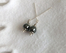 Doll Earrings Black Shiny Beads ANTIQUE Bisque/Jumeau/Bru Doll 6 x1.4