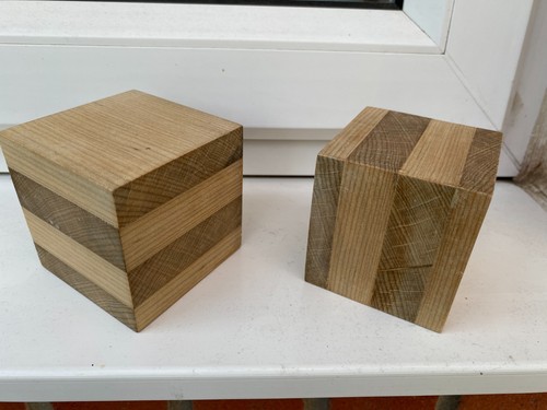 Handmade large wooden cubes - cubes, x2