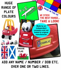 Front & Back Personalised number plates TO FIT Little Tikes Cozy Coupe toy car