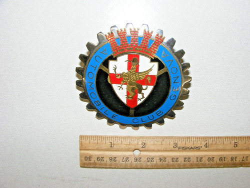 Vtg car auto enamel badge - vtg,