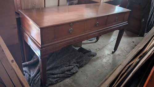 Antique mahogany inlaid long