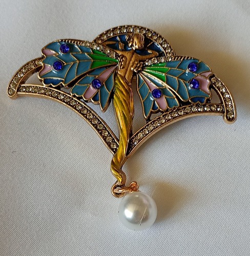 Enamel angel wings brooch - angel,
