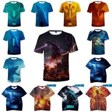 Kids Boys Godzilla Monster 3D Print Casual Short Sleeve T-shirt Top Tee 2-12Y UK