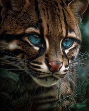 8x10 Ocelot face close-up -