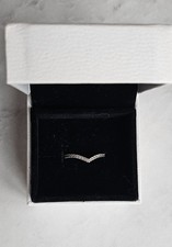 Genuine Pandora Silver Sparkling Wishbone Ring - Size 52 (M) With Box