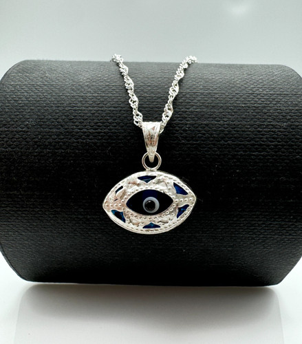 925 sterling silver blue evil - blue,