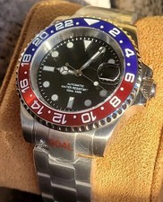 Mens 40mm Custom 'Pepsi Sub' Watch Seiko TMI NH35 Automatic movt Divers 10atm