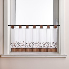 Cafe Net Curtains Kitchen Short Valance Window Drape Sheer Floral Blinds Tab Top