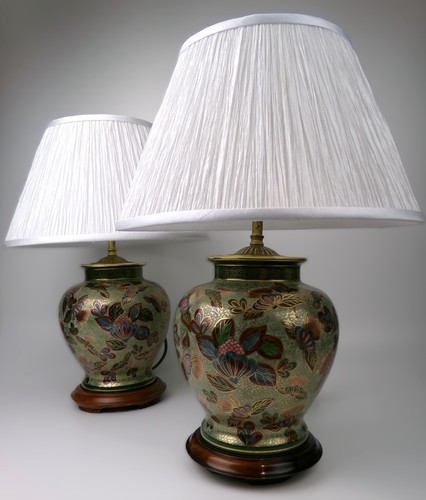 Pair oriental table lamps - oriental,