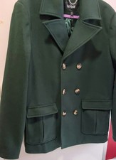 Mens stylish new dark green double-breasted pea coat size S  by Colectif 