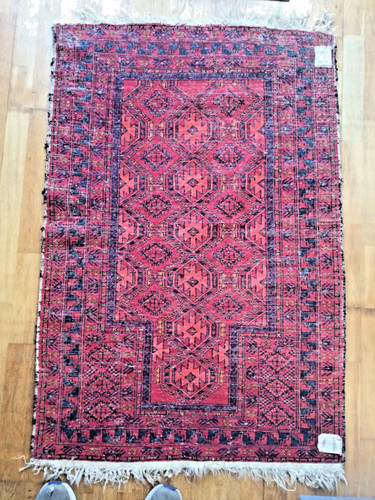 Red geometric afghan prayer - geometric,