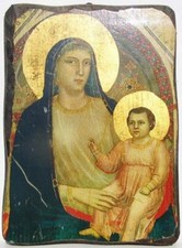The Ognissanti Madonna by Giotto Large Old Hand Painted Icon On Wood 15x11in