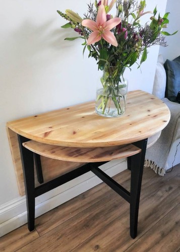 Pine half moon drop - pine, table