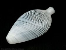 Antique Nailsea Bristol Glass Flask - Mouth Blown White Pulled Bands  c1860