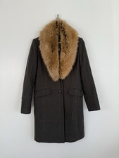 Joules Tweed Jacket Size UK 10 Green Wool Long Blazer Coat Langley Country Fur