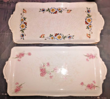 Pair of Antique Sandwich Trays 32x15 cm – Coronation Ware & English Floral