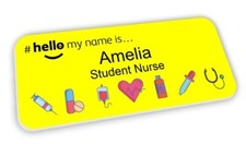 Hello My Name Is Badge Yellow Medical Icons Design Student Nurse Midwife