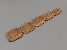 W&T Avery Set of 5 Gilt brass Weights Standard  Drams Scruples 