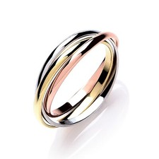 Solid 9ct Gold Three Colour Russian Wedding Ring Stocked In UK Sizes C - Z
