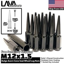24x Black 12x1.5 Spike Lug Nut