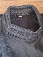 Belstaff Men's Black Leather Vintage Motorcycle Biker Jacket Size 48 Made in UK